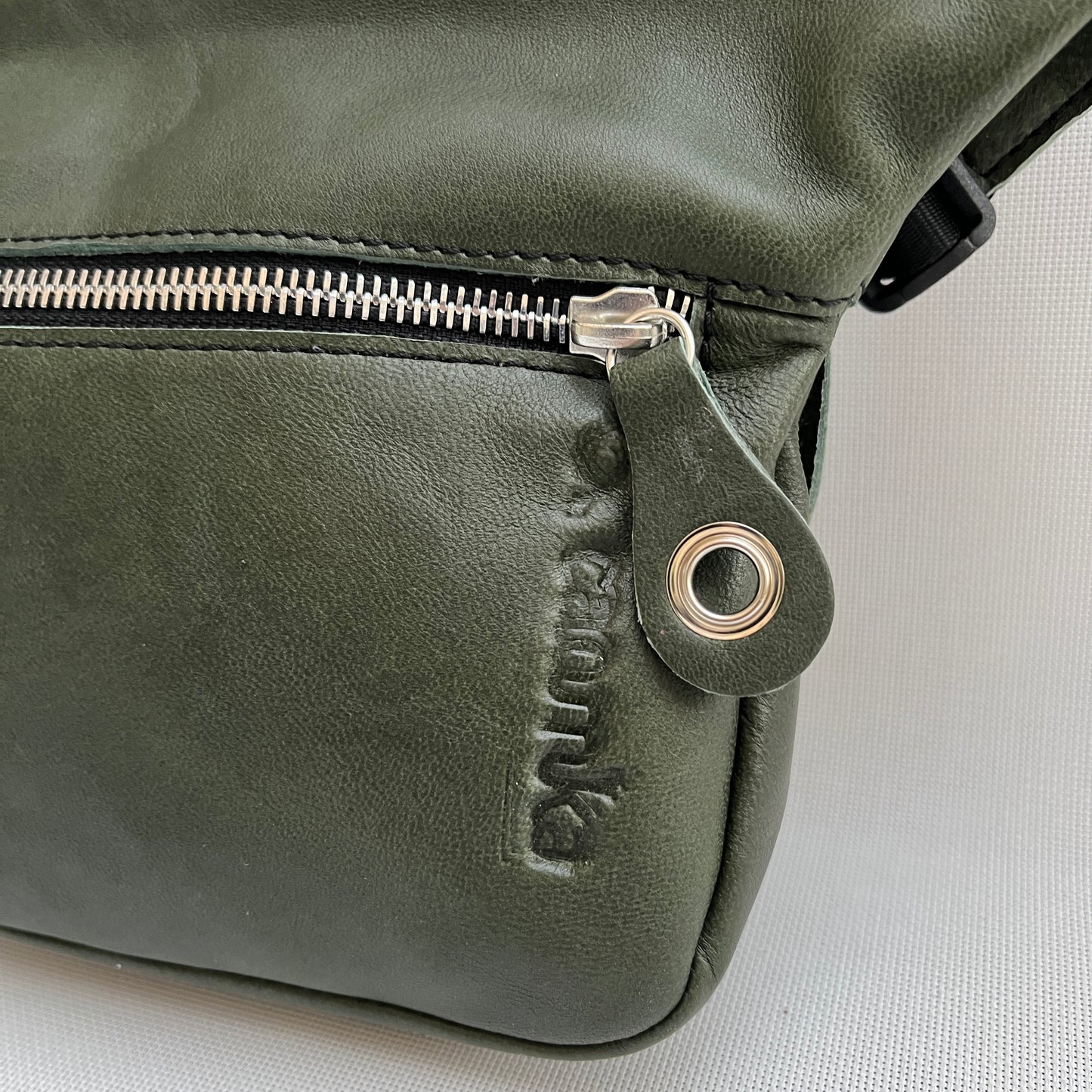 Mini Green &amp; Silver Natural BioCuir® Leather Exclusive Piece No. 11254
