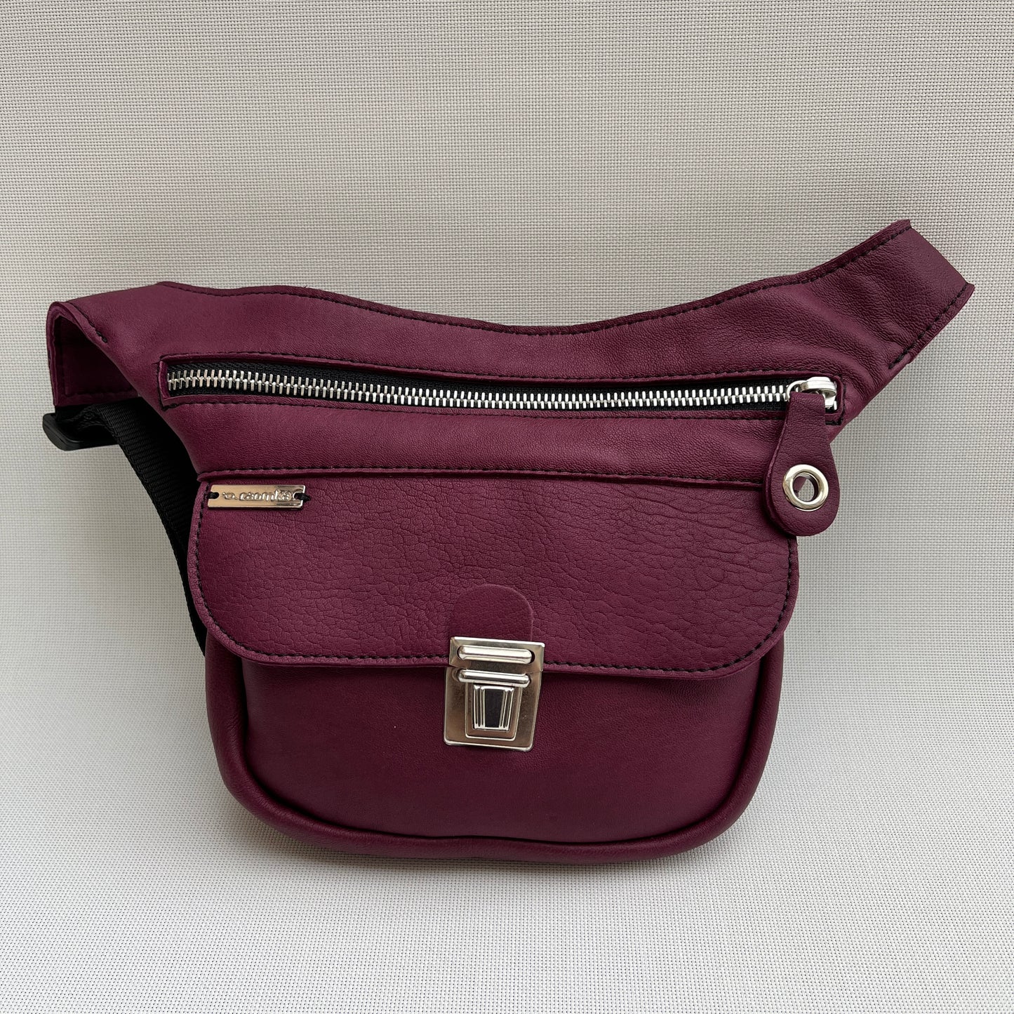 Mini Bordeaux &amp; Silver Natural BioCuir® Leather Exclusive Piece No. 11256