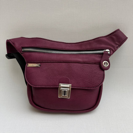 Mini Bordeaux &amp; Silver Natural BioCuir® Leather Exclusive Piece No. 11256