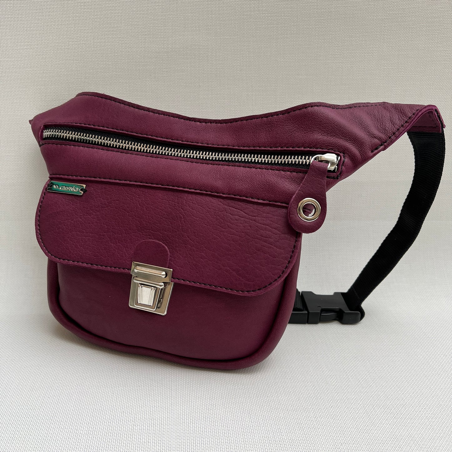 Mini Bordeaux &amp; Silver Natural BioCuir® Leather Exclusive Piece No. 11256