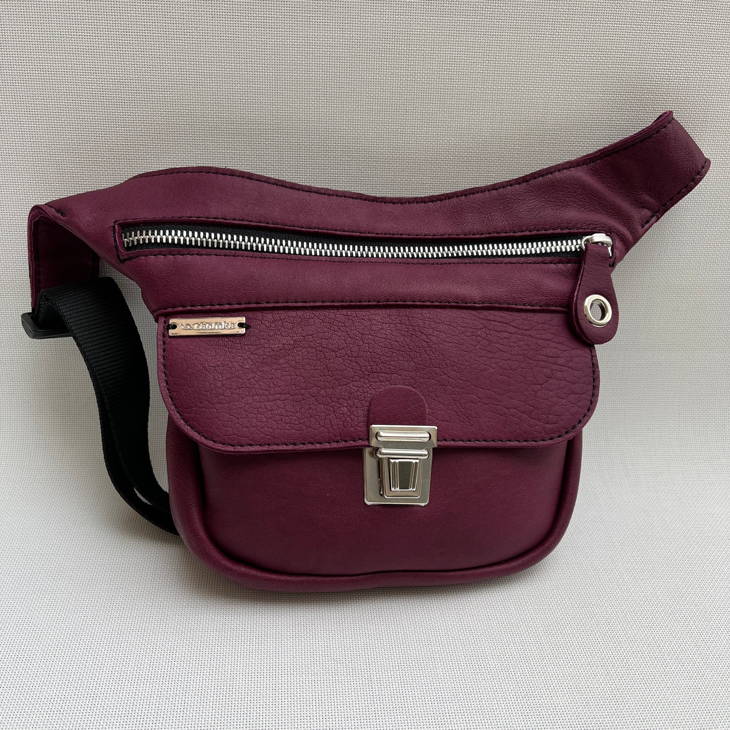Mini Bordeaux &amp; Silver Natural BioCuir® Leather Exclusive Piece No. 11256