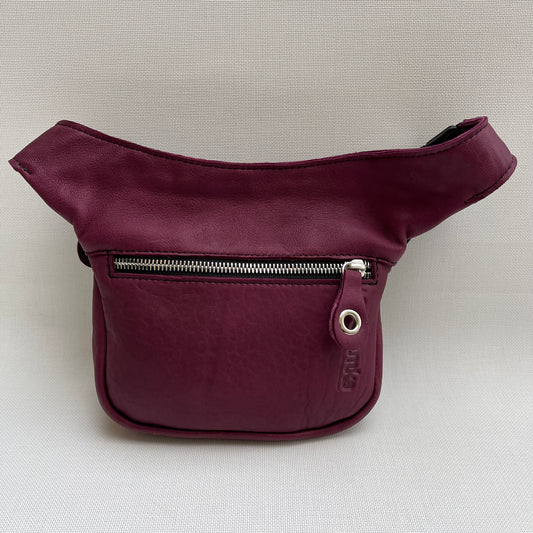Mini Bordeaux &amp; Silver Natural BioCuir® Leather Exclusive Piece No. 11256