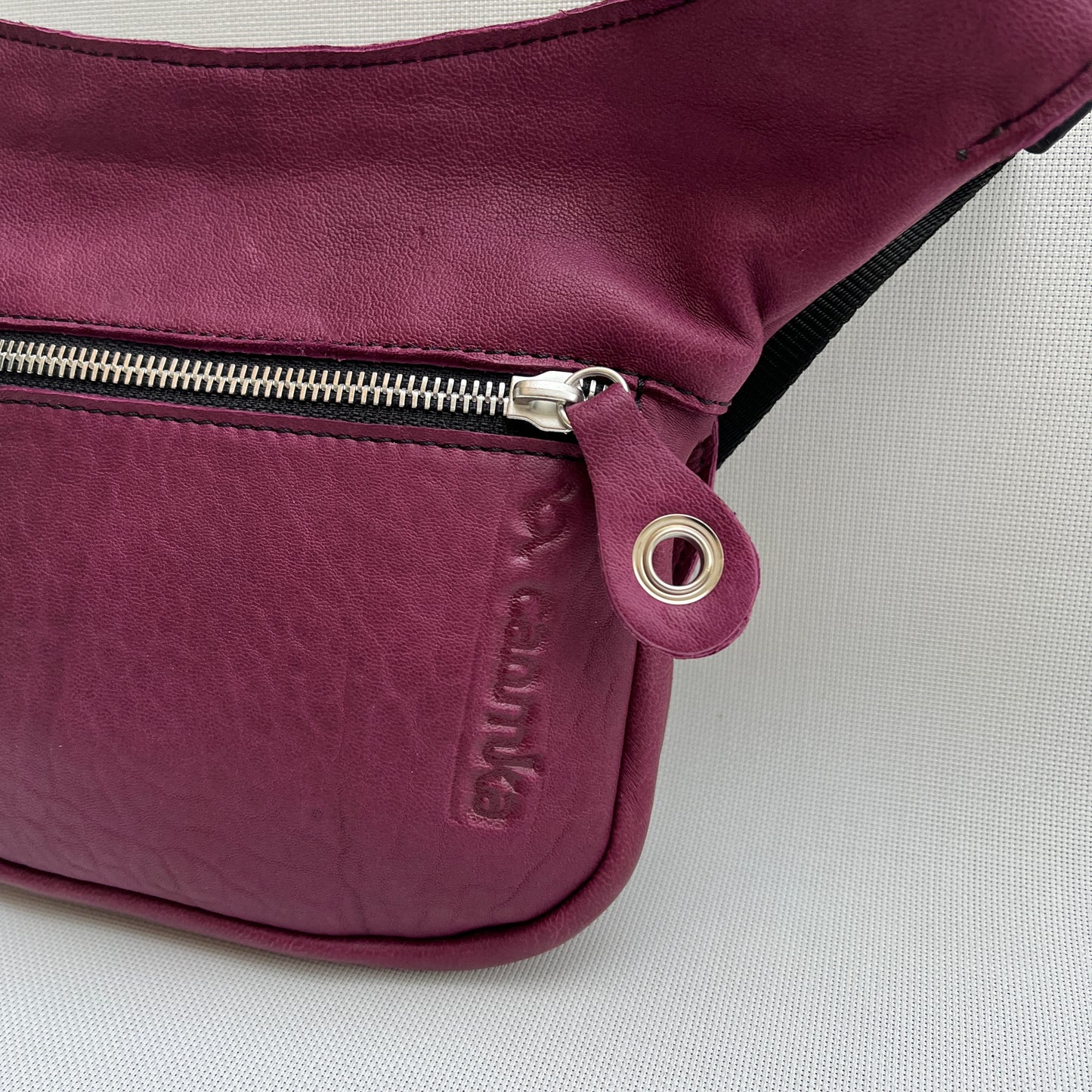 Mini Bordeaux &amp; Silver Natural BioCuir® Leather Exclusive Piece No. 11256