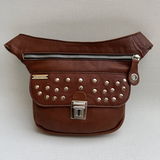 Mini Premium Brown &amp; Silver Natural BioCuir® Leather Exclusive Piece No. 11253