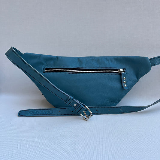 Retro Chic Blue Petroleum Natural BioCuir® Leather Exclusive Piece No. 12097