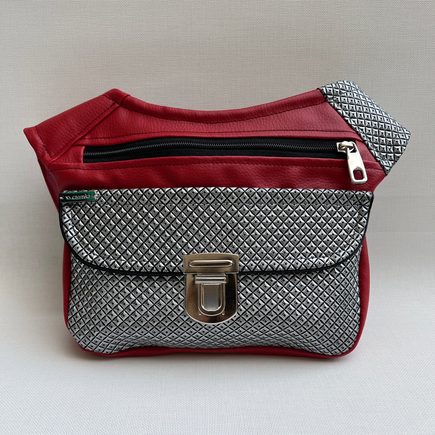Special Red &amp; Silver Punk Vegan Leather Unique Piece No. 11327