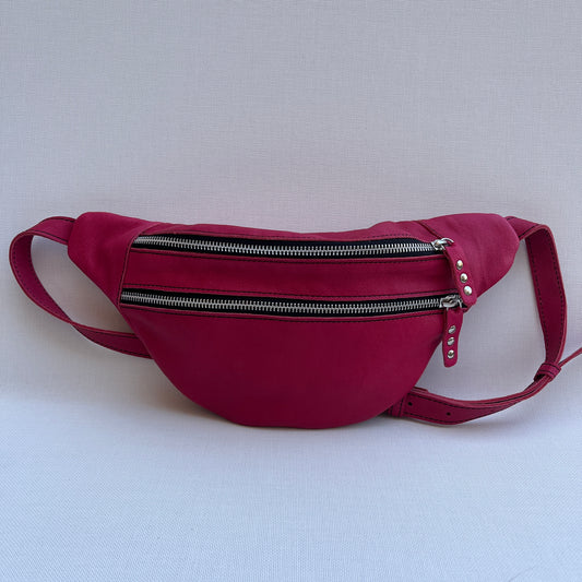 Retro Chic Fuchsia Pink BioCuir® Natural Leather Exclusive Piece No. 12098