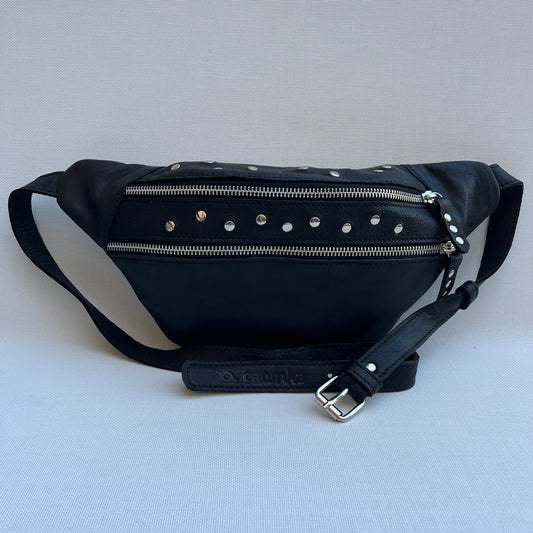 Premium Retro Chic Black BioCuir® Natural Leather Exclusive Piece No. 12099