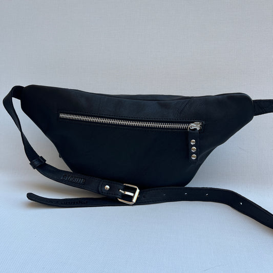 Premium Retro Chic Black BioCuir® Natural Leather Exclusive Piece No. 12099