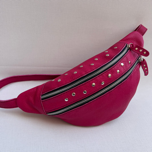 Premium Retro Chic Fuchsia Natural BioCuir® Leather Exclusive Piece No. 12986