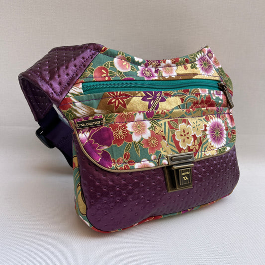 Special Japanese Flowers Vegan Leatherette Unique Piece No. 12981