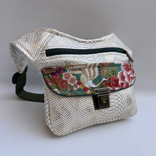 Special Japanese Flowers Vegan Leatherette Unique Piece No. 12983