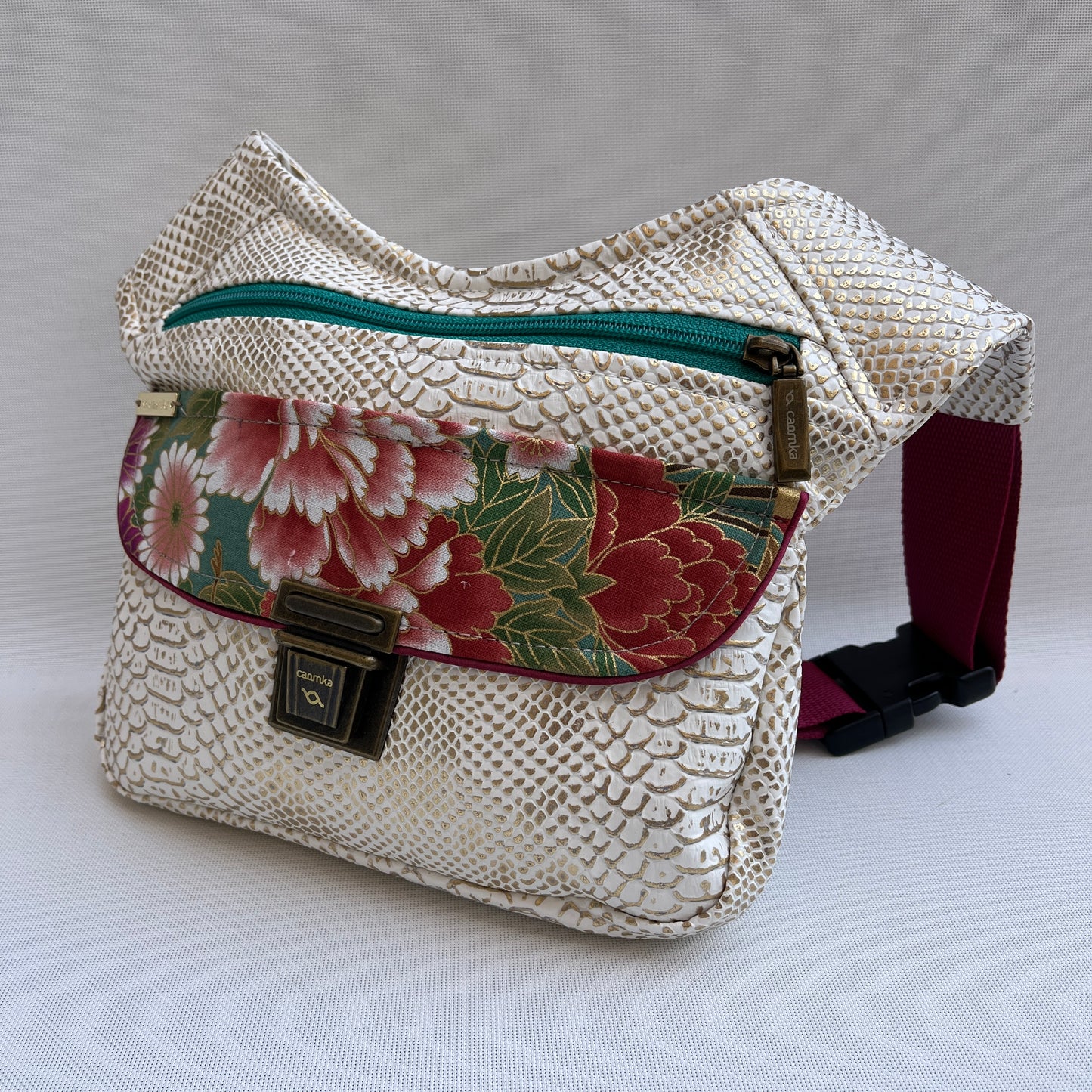 Special Japanese Flowers Vegan Leatherette Unique Piece No. 12985