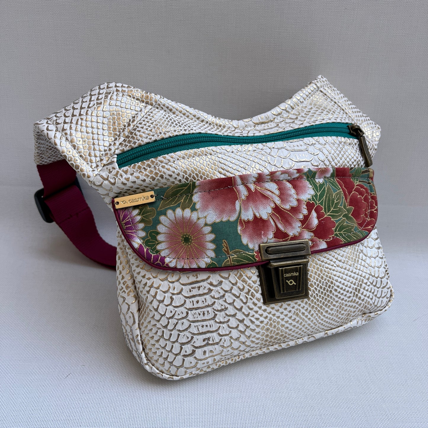 Special Japanese Flowers Vegan Leatherette Unique Piece No. 12985