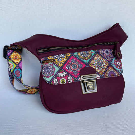 Special Bordeaux &amp; Mandalas BioCuir® natural leather Unique Piece No. 12205