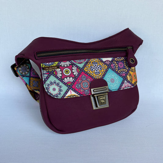 Special Bordeaux &amp; Mandalas BioCuir® natural leather Unique Piece No. 12275