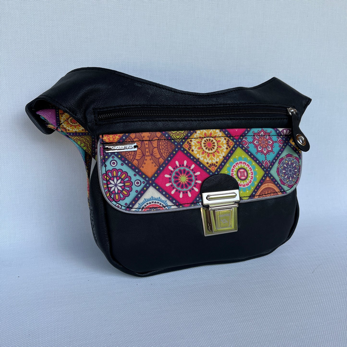 Special Black &amp; Mandalas BioCuir® natural leather Unique Piece No. 12216