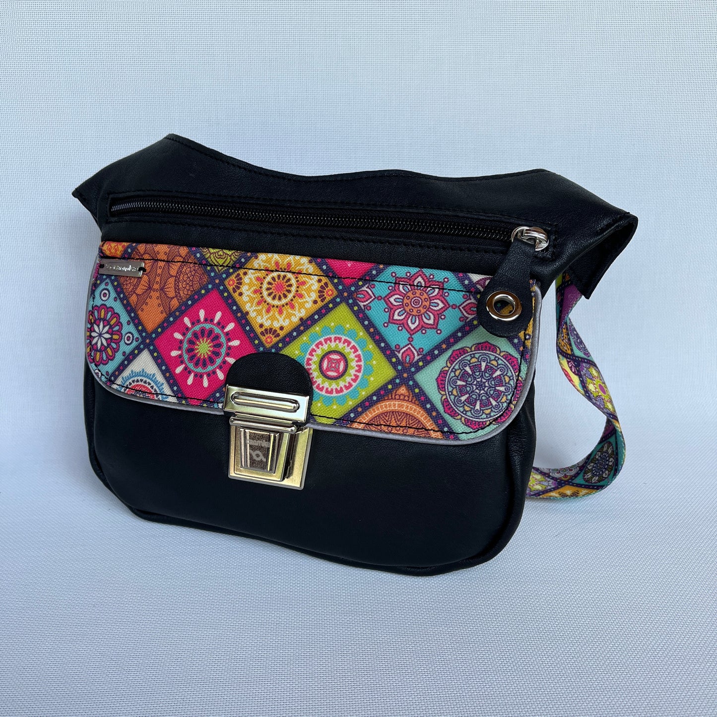 Special Black &amp; Mandalas BioCuir® natural leather Unique Piece No. 12216