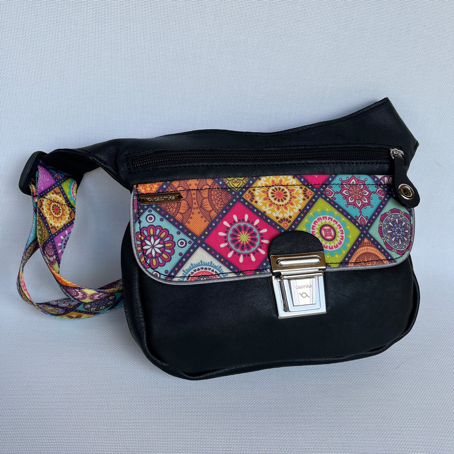 Special Black &amp; Mandalas BioCuir® natural leather Unique Piece No. 12216