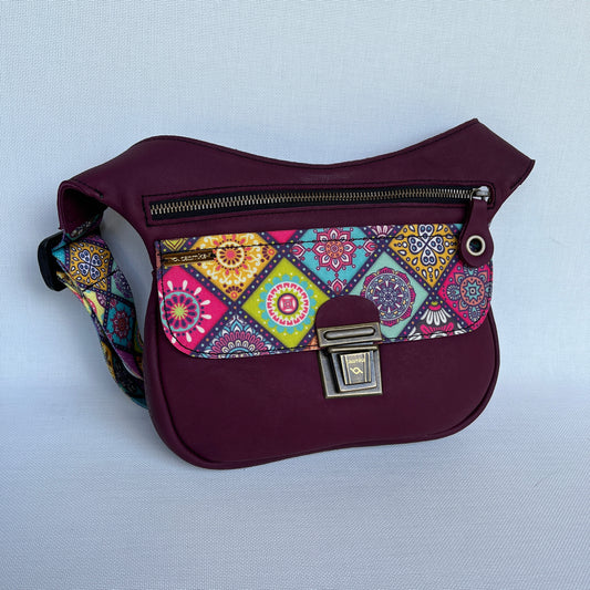 Special Bordeaux &amp; Mandalas BioCuir® natural leather Unique Piece No. 12251