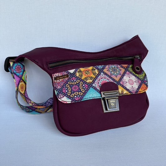 Special Bordeaux &amp; Mandalas BioCuir® natural leather Unique Piece No. 12341