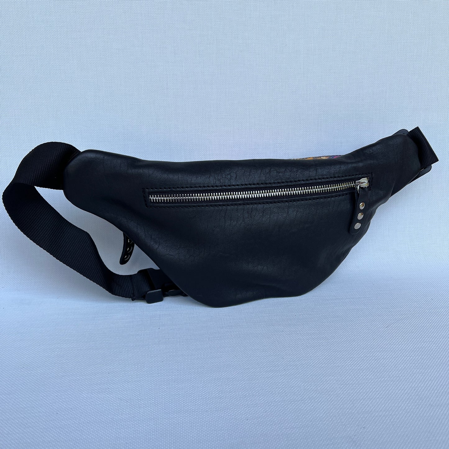 Retro Chic Special Black Mandalas BioCuir® natural leather Unique Piece No. 12236