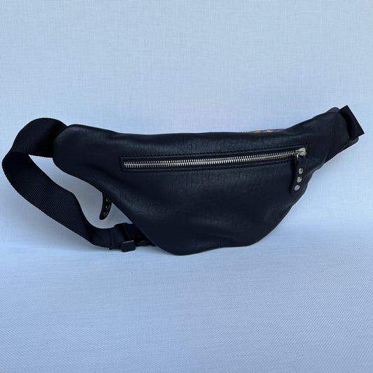 Retro Chic Special Black Mandalas BioCuir® natural leather Unique Piece No. 12236