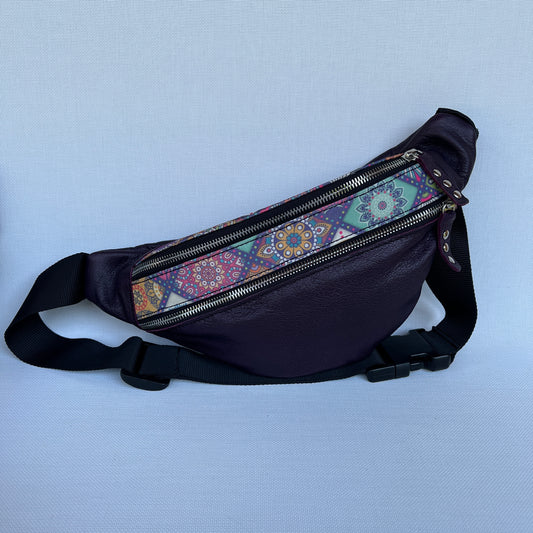 Retro Chic Special Purple Mandalas · Piel natural BioCuir® · Pieza Única Núm. 12259
