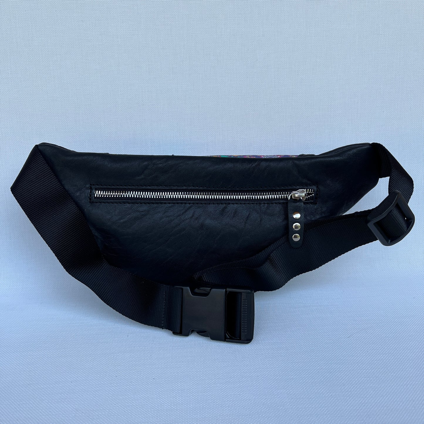 Retro Chic Special Black Mandalas BioCuir® natural leather Unique Piece No. 12260