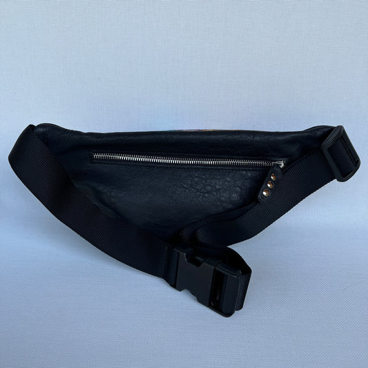 Retro Chic Special Black Mandalas BioCuir® natural leather Unique Piece No. 12252