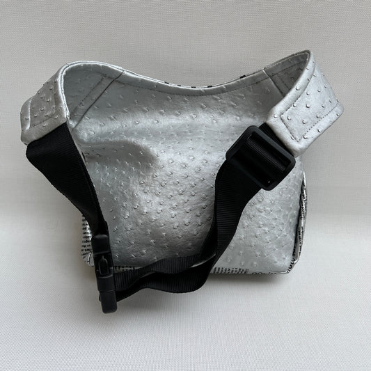 Newspaper Black &amp; Silver Vegan Leather Unique Piece No. 11307
