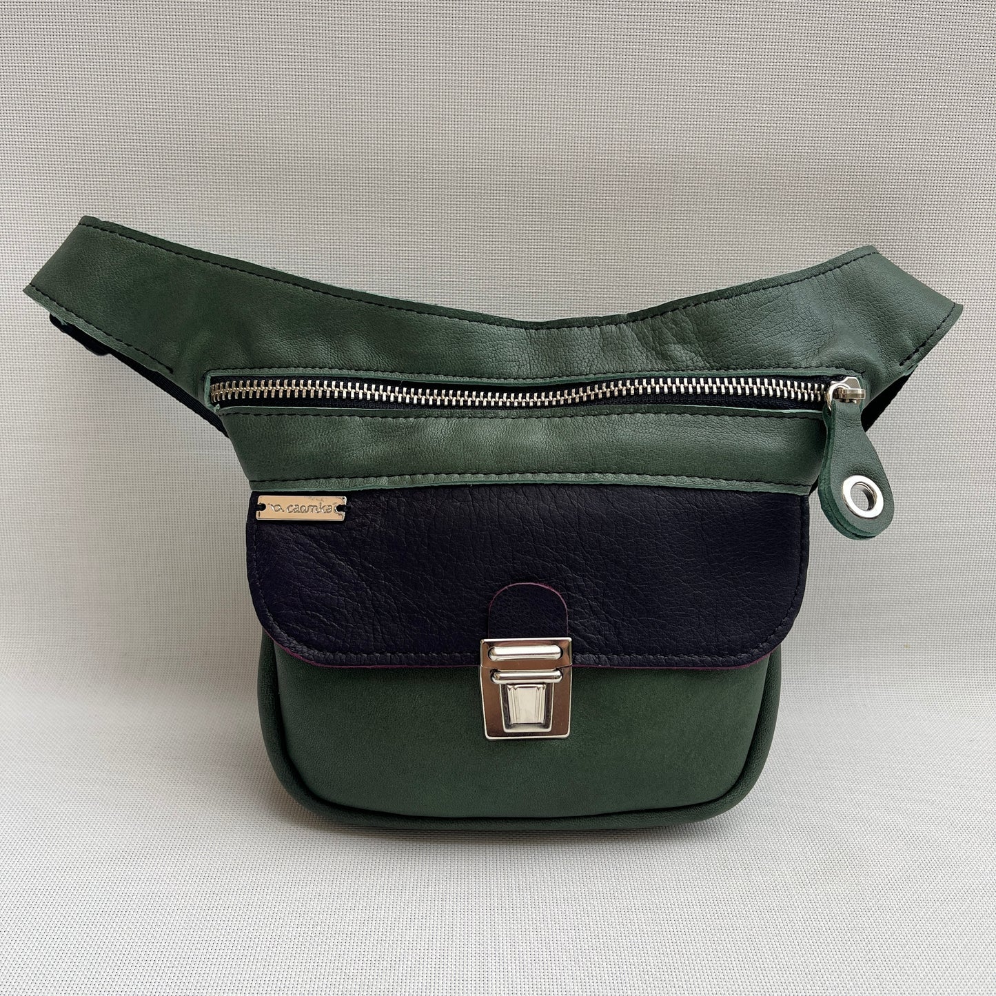 Mini Special Green &amp; Purple Natural BioCuir® Leather Exclusive Piece No. 13077