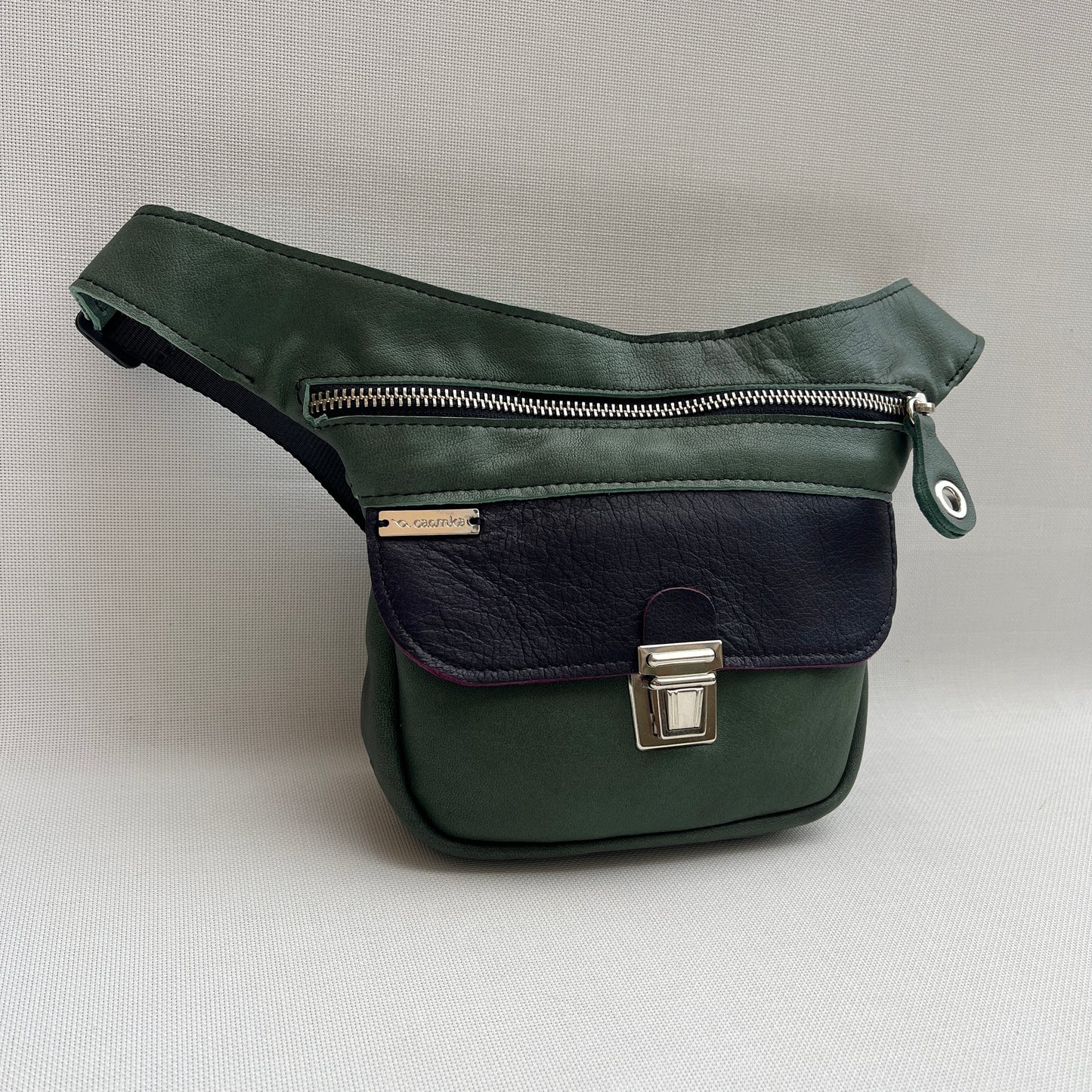 Mini Special Green &amp; Purple Natural BioCuir® Leather Exclusive Piece No. 13077