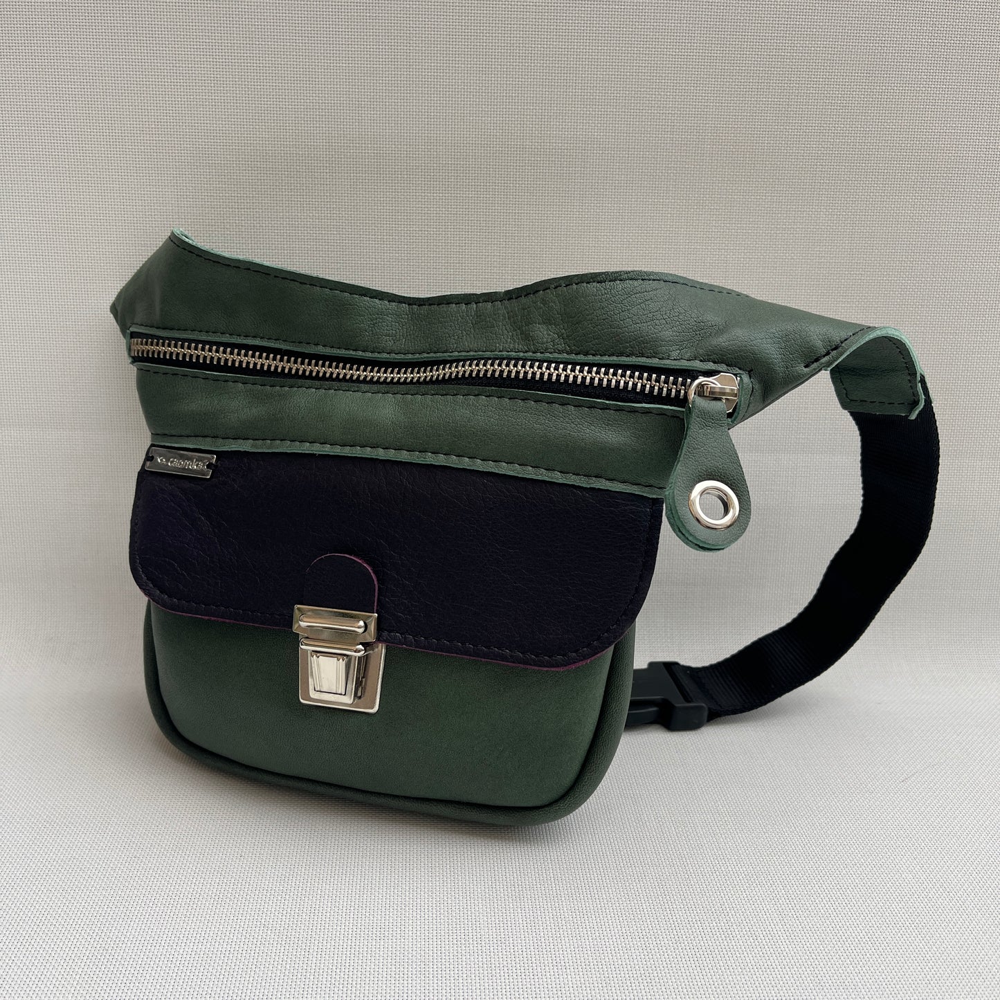 Mini Special Green &amp; Purple Natural BioCuir® Leather Exclusive Piece No. 13077