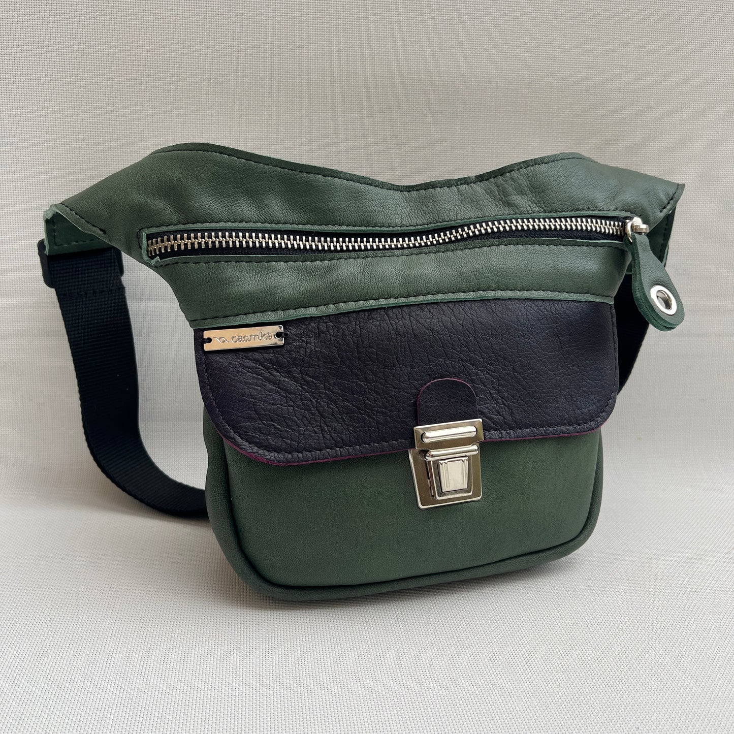 Mini Special Green &amp; Purple Natural BioCuir® Leather Exclusive Piece No. 13077