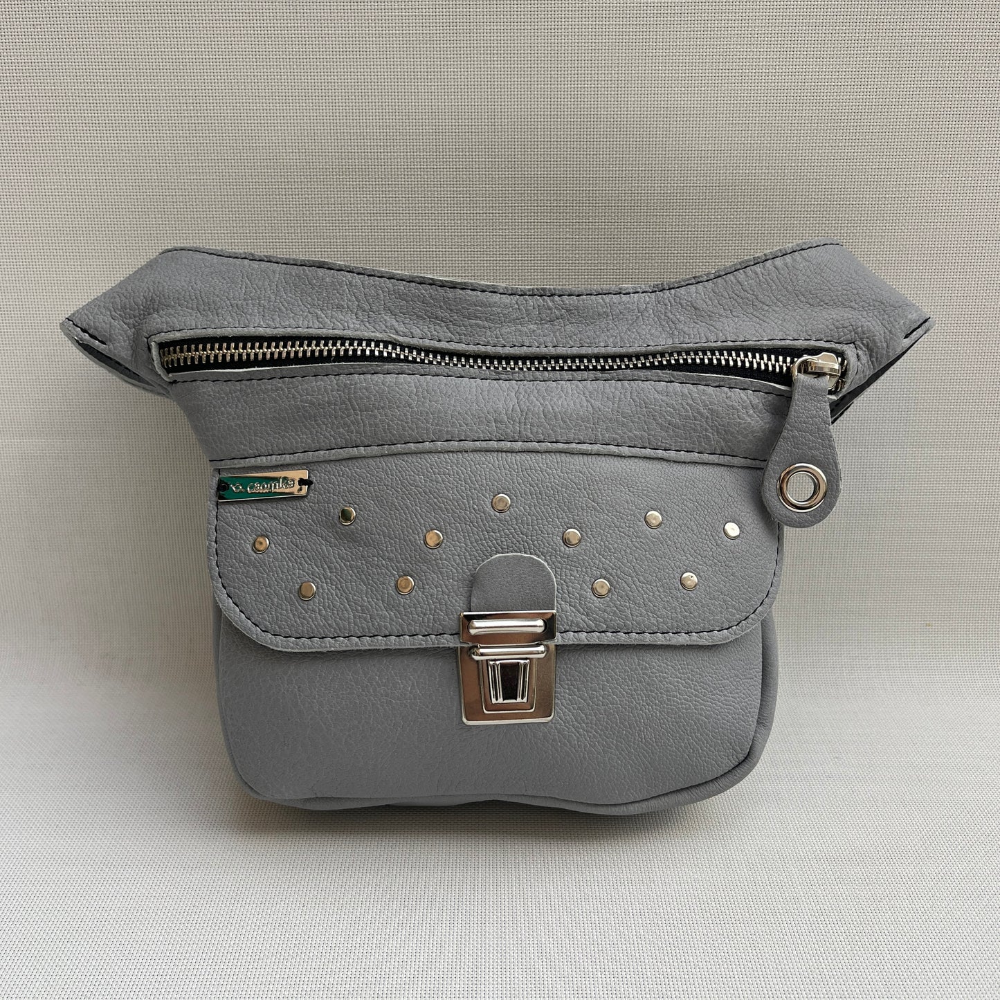 Mini Premium Pearl Gray &amp; Silver Natural BioCuir® Leather Exclusive Piece No. 13005