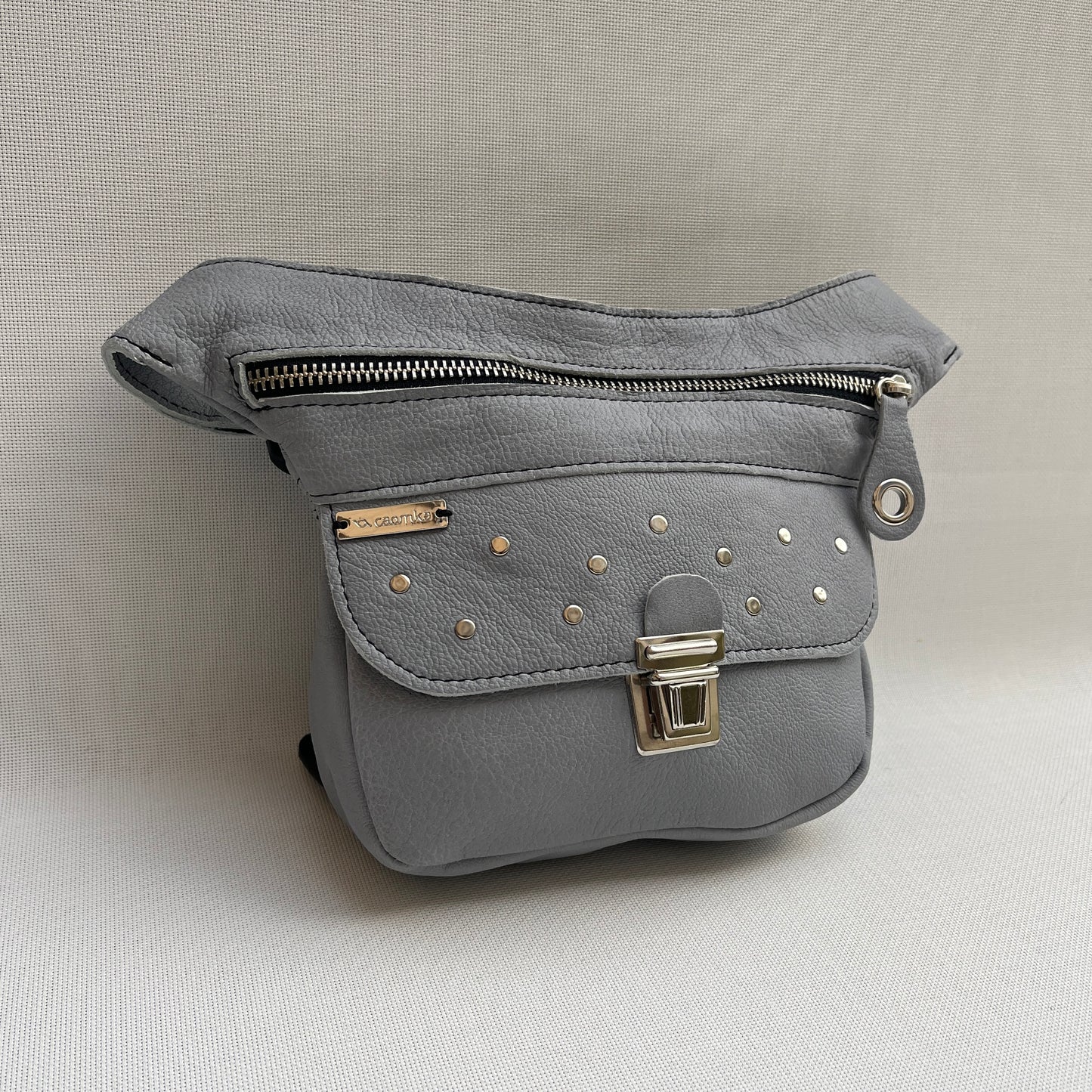 Mini Premium Pearl Gray &amp; Silver Natural BioCuir® Leather Exclusive Piece No. 13005