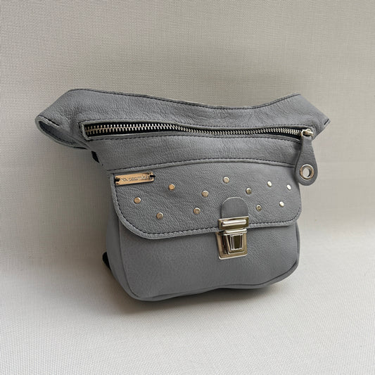 Mini Premium Pearl Gray &amp; Silver Natural BioCuir® Leather Exclusive Piece No. 13005