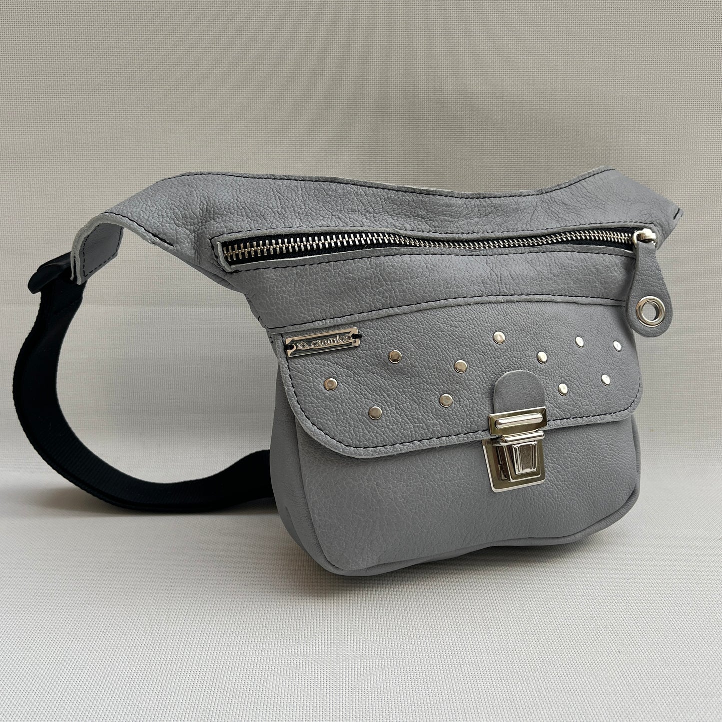 Mini Premium Pearl Gray &amp; Silver Natural BioCuir® Leather Exclusive Piece No. 13005