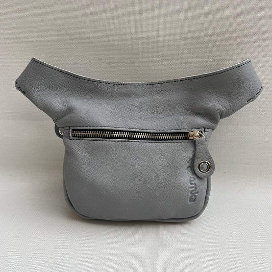 Mini Premium Pearl Gray &amp; Silver Natural BioCuir® Leather Exclusive Piece No. 13005