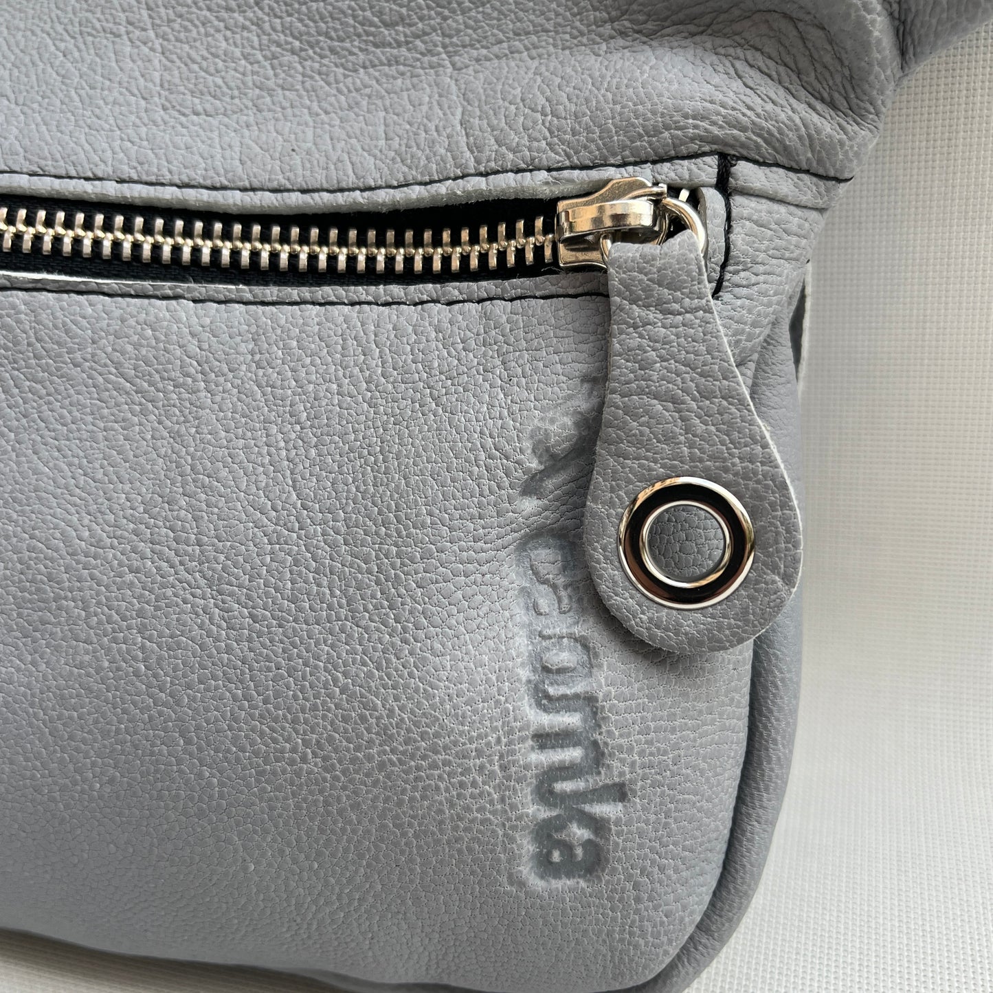 Mini Premium Pearl Grey &amp; Silver Natural BioCuir® Leather Exclusive Piece No. 13005