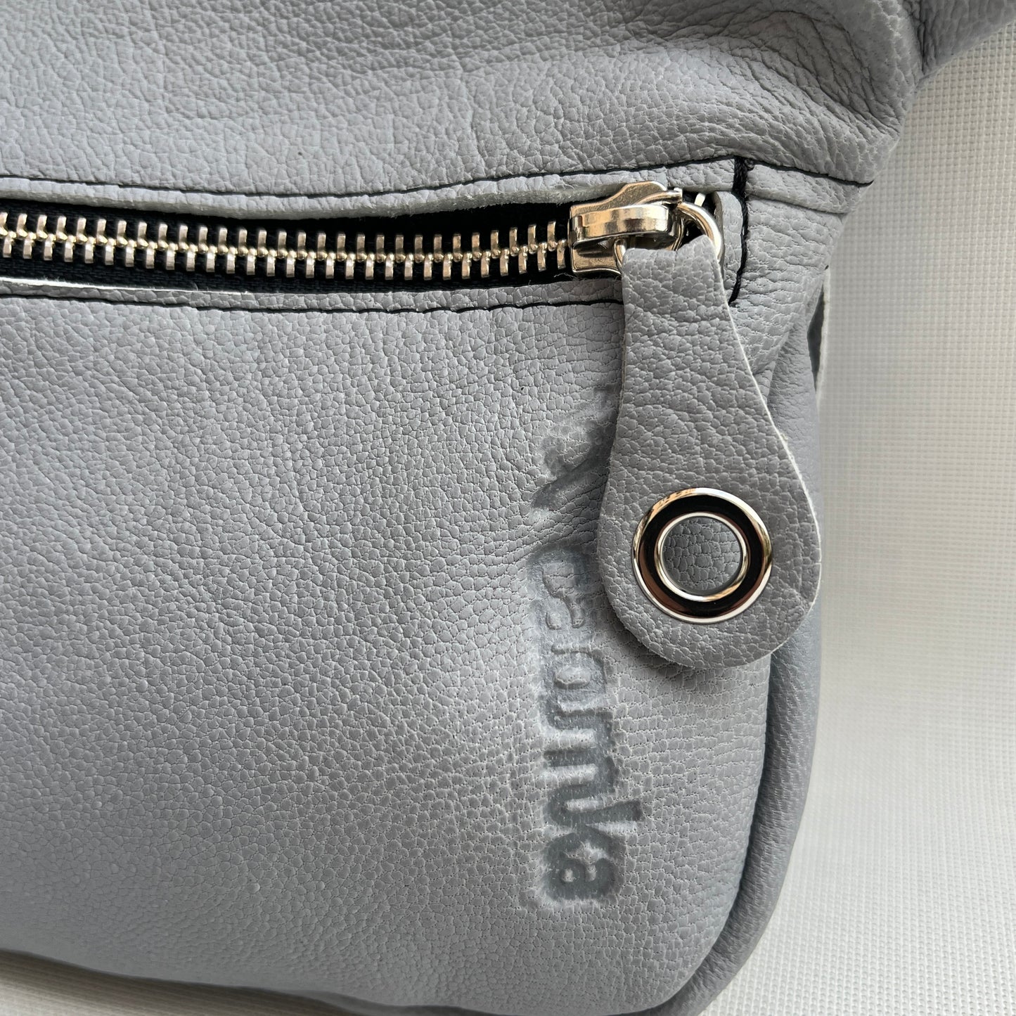 Mini Premium Pearl Gray &amp; Silver Natural BioCuir® Leather Exclusive Piece No. 13005