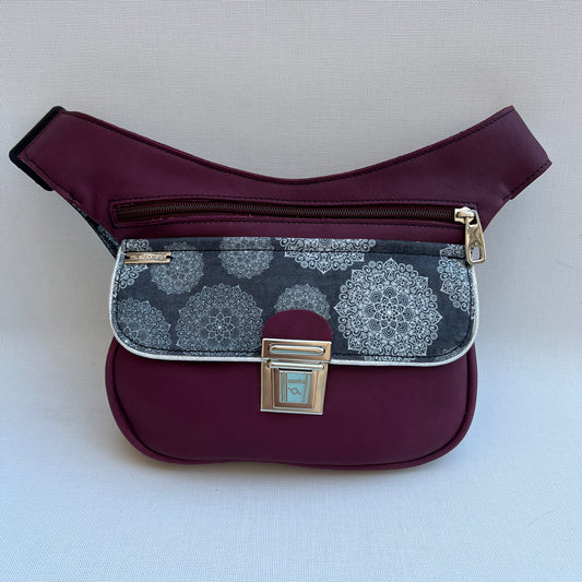 Special Bordeaux &amp; Mandalas BioCuir® natural leather Unique Piece No. 12305