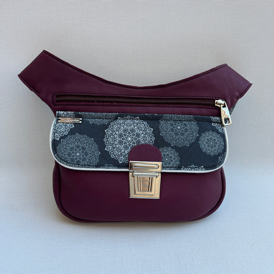 Special Bordeaux &amp; Mandalas BioCuir® natural leather Unique Piece No. 12309