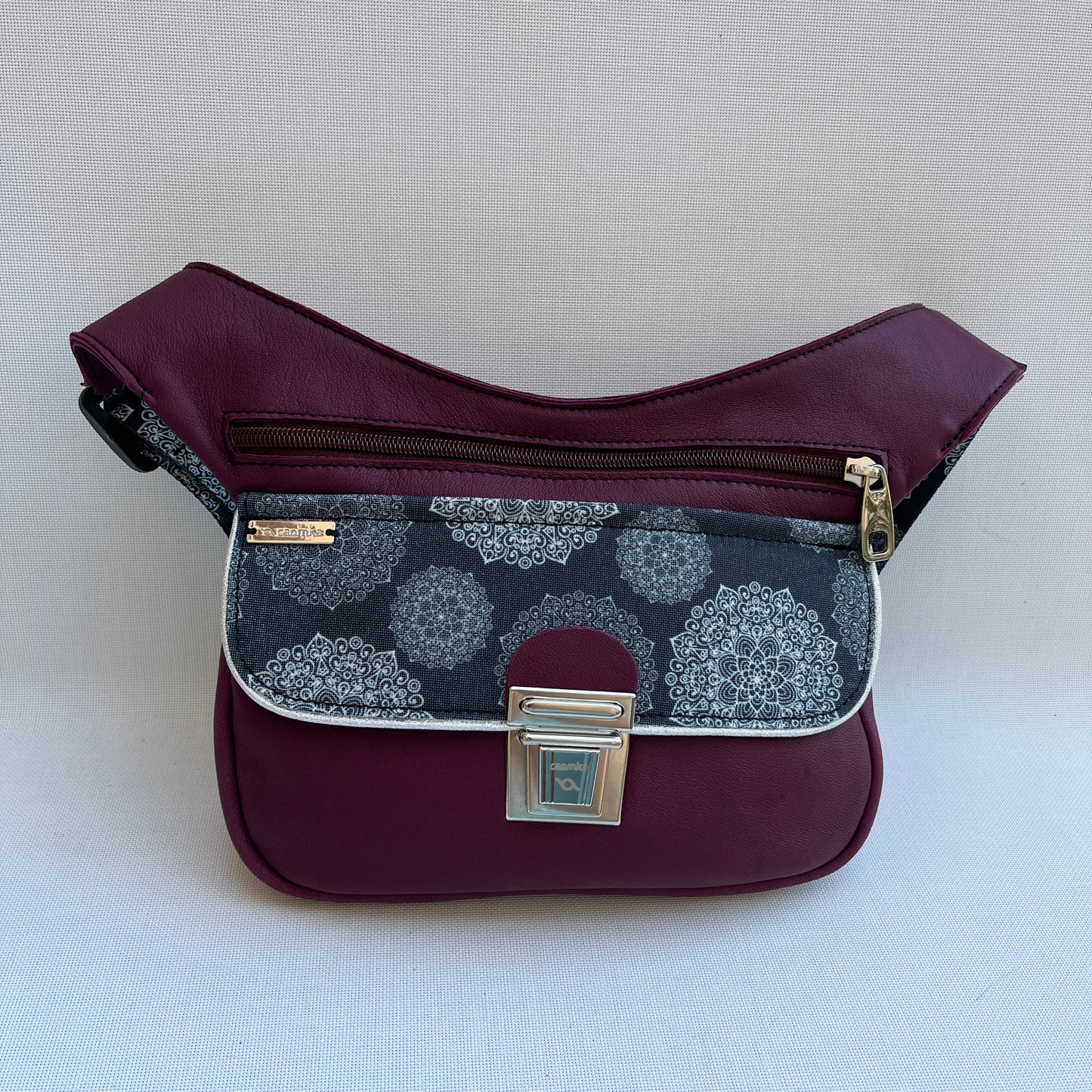 Special Bordeaux &amp; Mandalas BioCuir® natural leather Unique Piece No. 12673