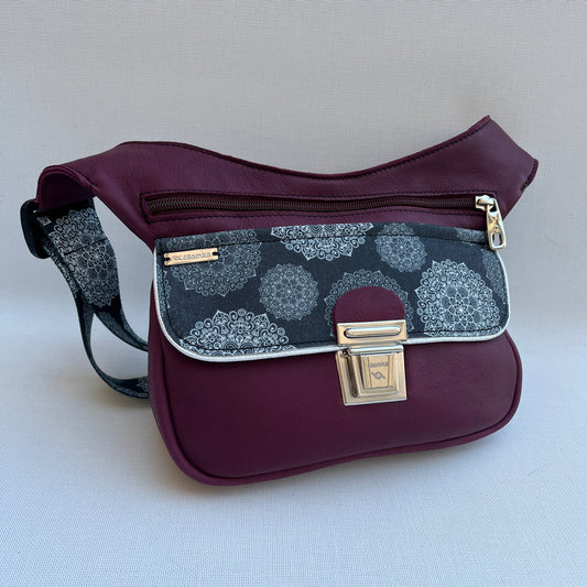 Special Bordeaux &amp; Mandalas BioCuir® natural leather Unique Piece No. 12673