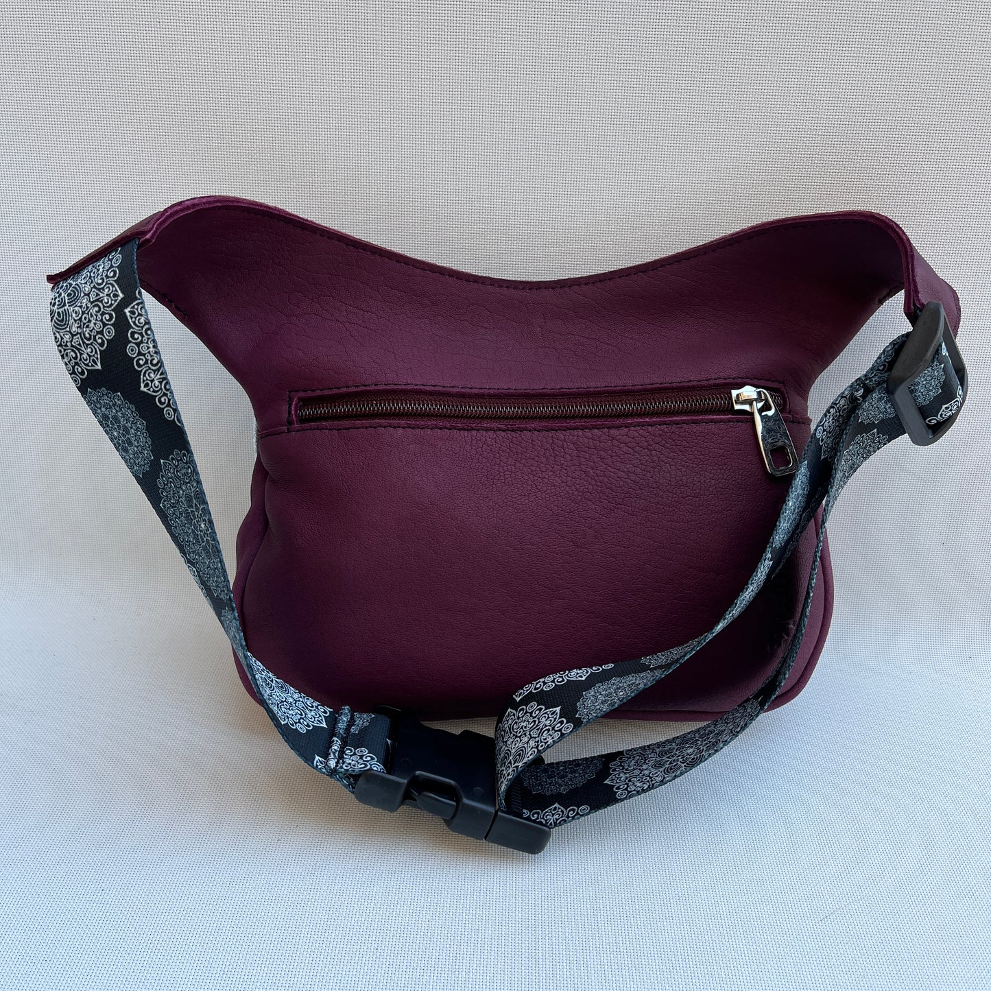 Special Bordeaux &amp; Mandalas BioCuir® natural leather Unique Piece No. 12673