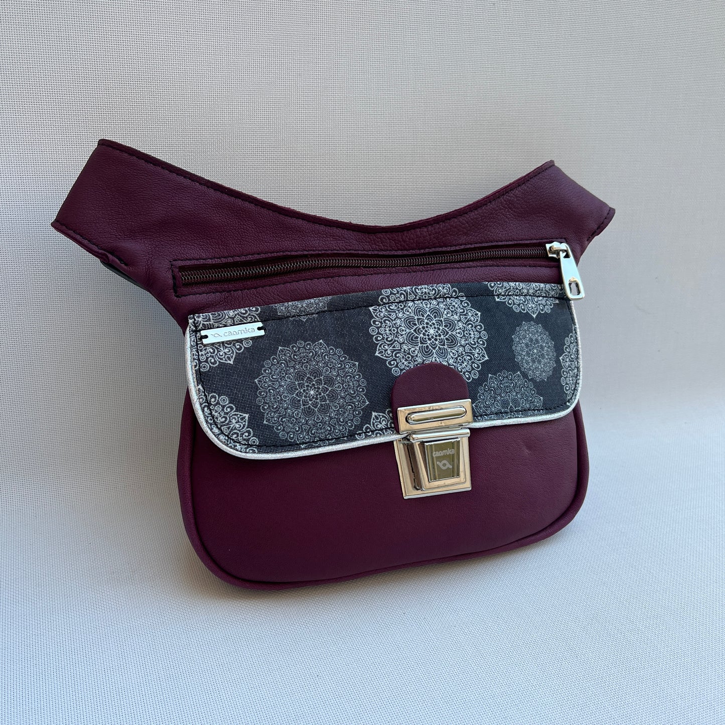 Special Bordeaux &amp; Mandalas BioCuir® natural leather Unique Piece No. 12642