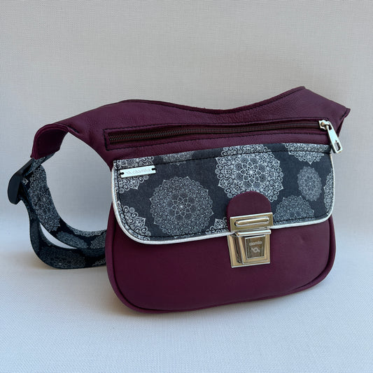 Special Bordeaux &amp; Mandalas BioCuir® natural leather Unique Piece No. 12642