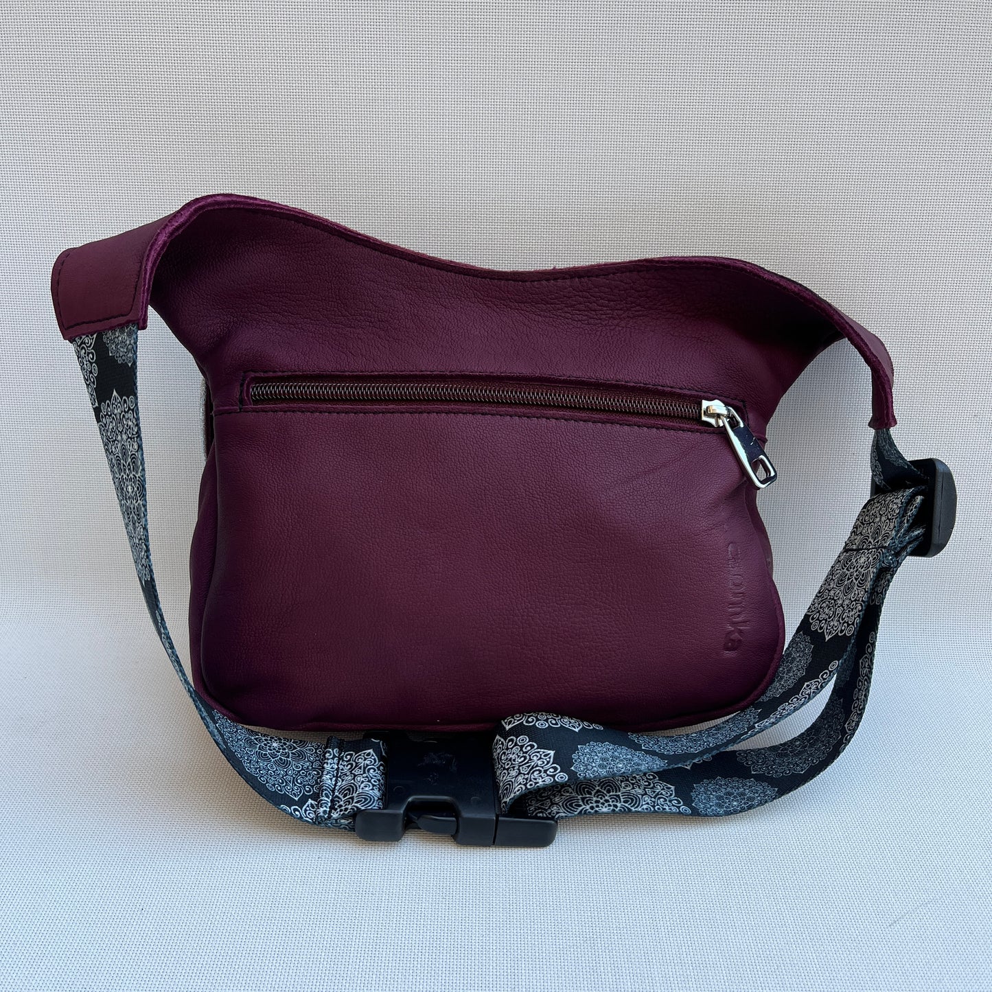 Special Bordeaux &amp; Mandalas BioCuir® natural leather Unique Piece No. 12642